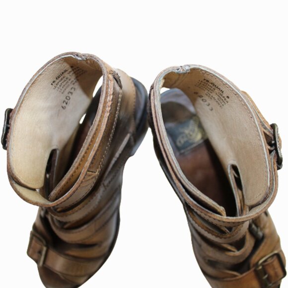 Freebird By Steven Quail Tan Leather Caged Gladiator Heels, Size 8 - Picture 10 of 14